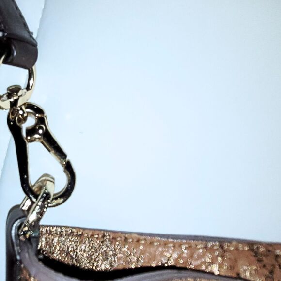 Cole Haan Metallic Brown Leather Double Handled  Satchel Shoulder Bag-Preowned - Picture 12 of 16